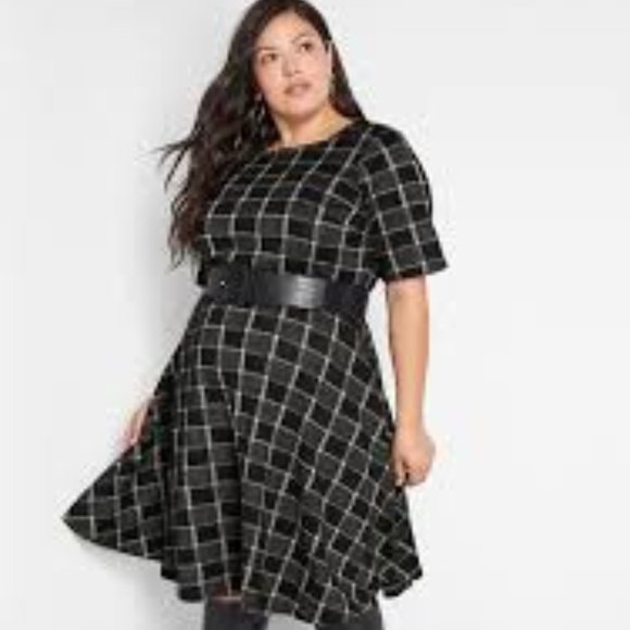 Modcloth Dresses & Skirts - MODCLOTH Just in Time Checker Sweater Dress Blk